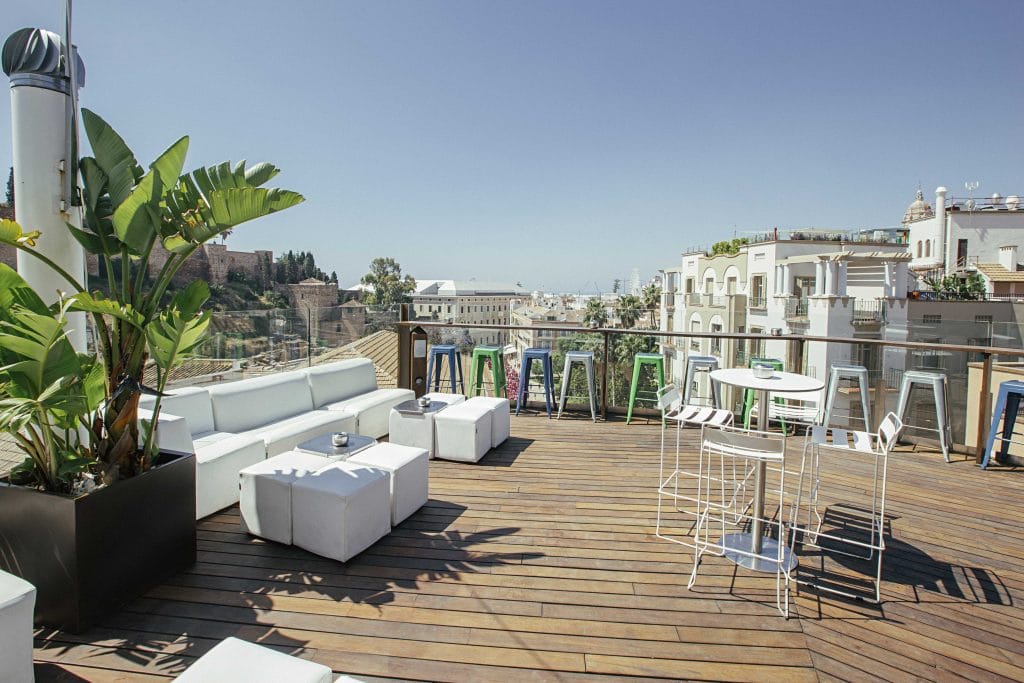 Chill out space at rooftop bar terraza alcazaba in malaga